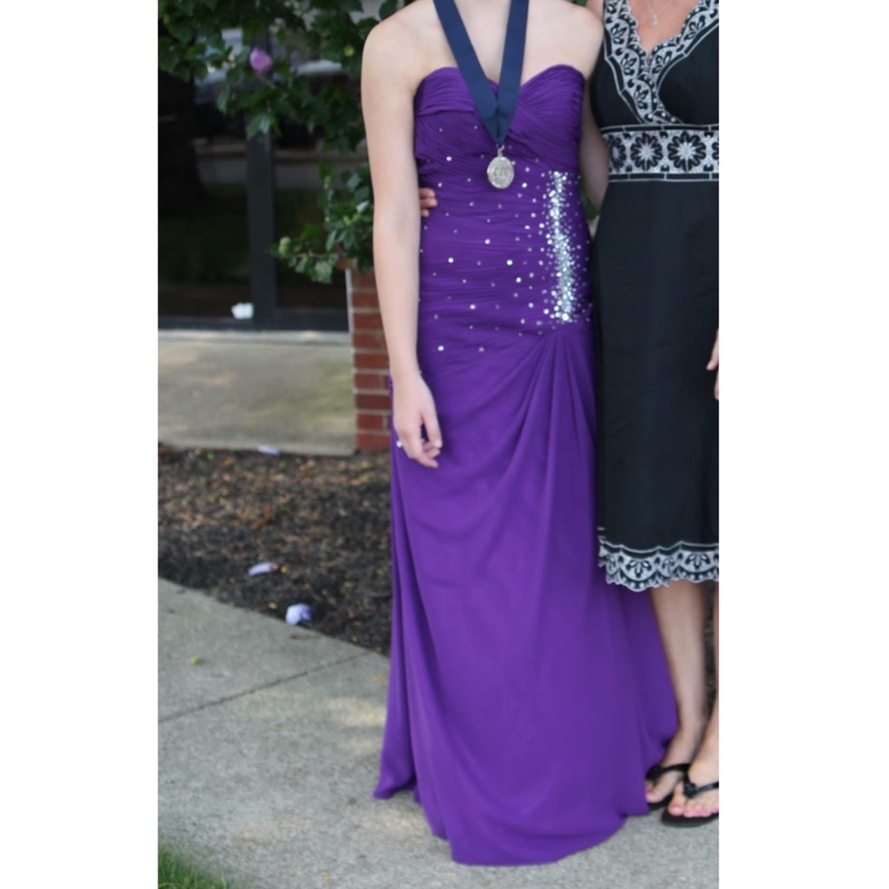 Purple Strapless Prom Dress